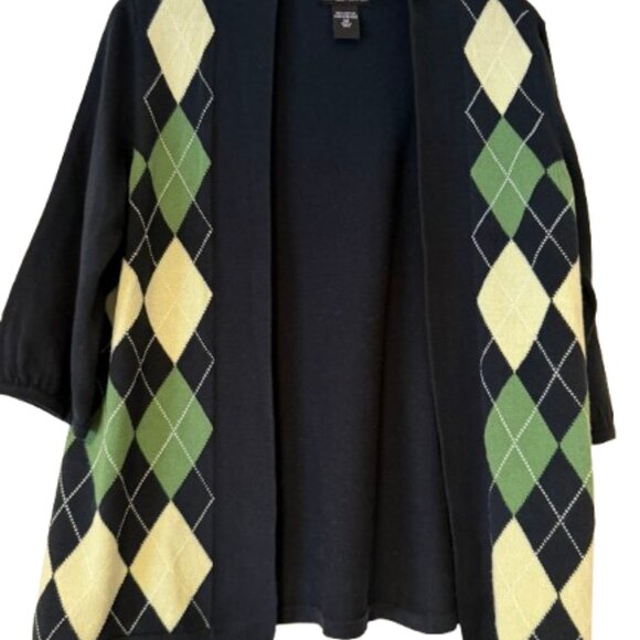 New York & Company - Lime Green Shirt & Separate Matching Cardigan/Argyle - M - Picture 3 of 10